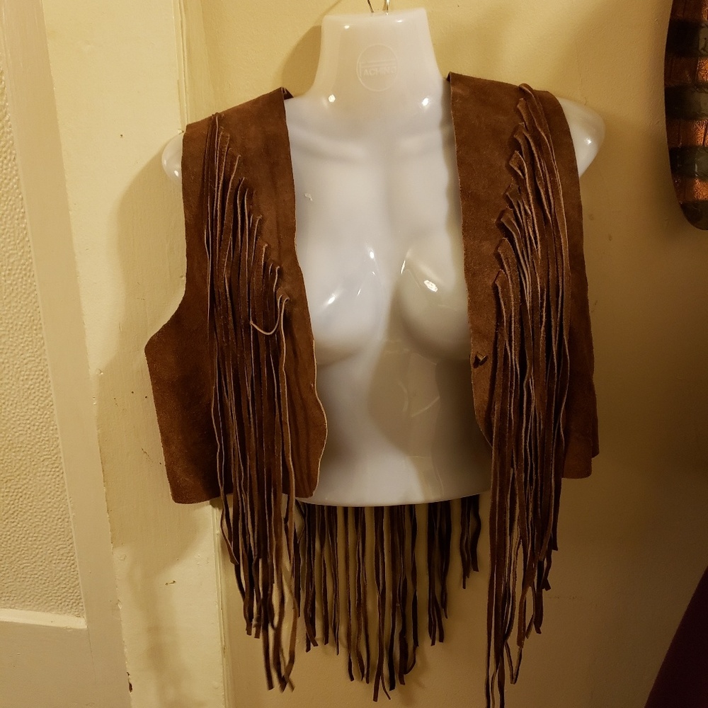 vintage handmade Genuine suede leather vest - Picture 4 of 8